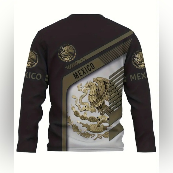 Men's shirt with eye-catching Mexican Aztec print: Round neck, long sleeves, com - Picture 4 of 7